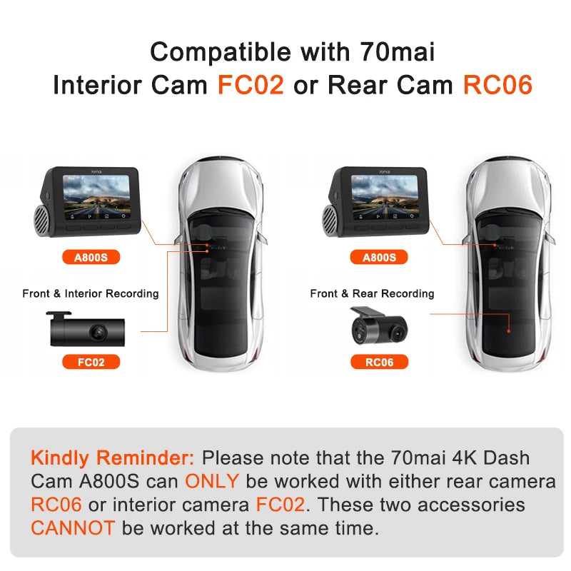 4K Dash Cam A800S Built-In GPS ADAS 140°FOV Camera Car DVR 24H Parking Monitor Front Cam Only, Support Rear Cam
