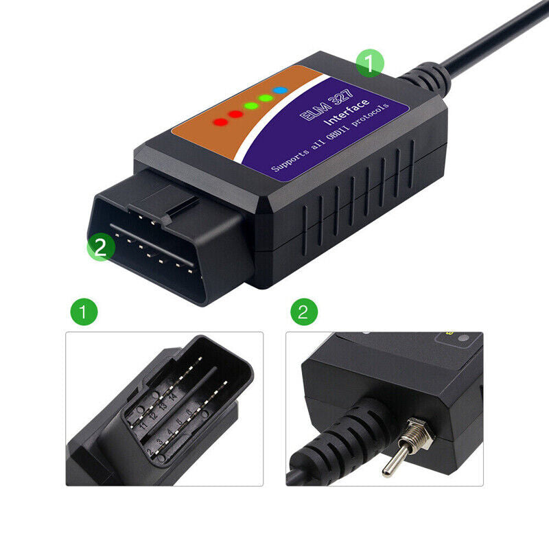 For Ford Forscan OBD2 Code Reader ELM327 V1.5 USB Modified Scanner HS/MS CAN UK