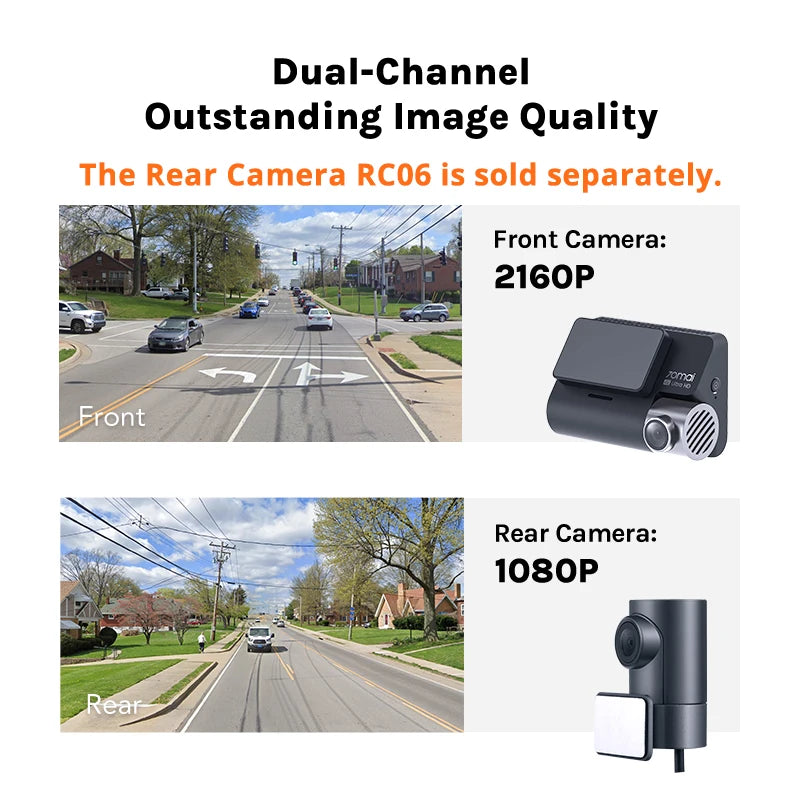4K Dash Cam A800S Built-In GPS ADAS 140°FOV Camera Car DVR 24H Parking Monitor Front Cam Only, Support Rear Cam