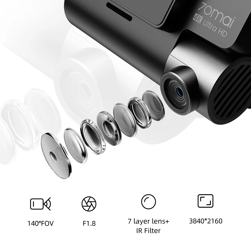 4K Dash Cam A800S Built-In GPS ADAS 140°FOV Camera Car DVR 24H Parking Monitor Front Cam Only, Support Rear Cam