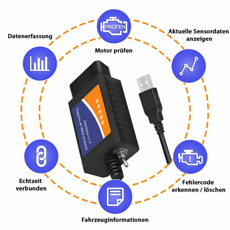 For Ford Forscan OBD2 Code Reader ELM327 V1.5 USB Modified Scanner HS/MS CAN UK