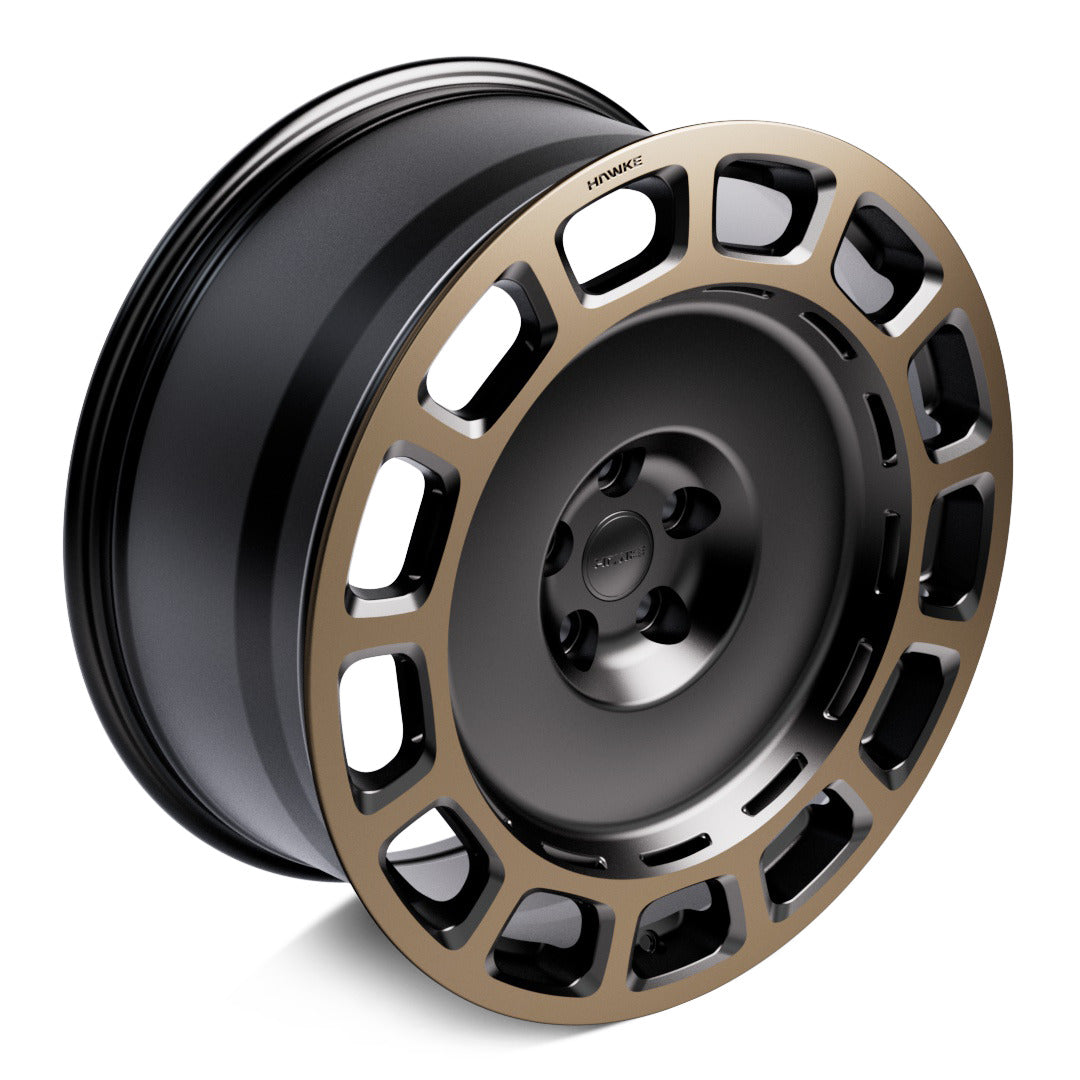 HAWKE Octad 22-inch wheel — Matt Black with Bronze alternate angle