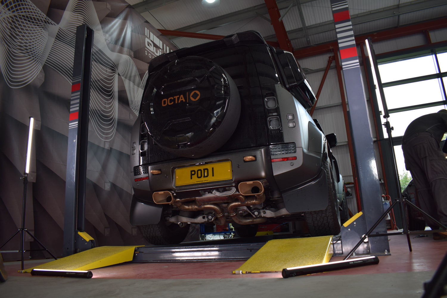 QuickSilver Defender OCTA tailpipe fitted view