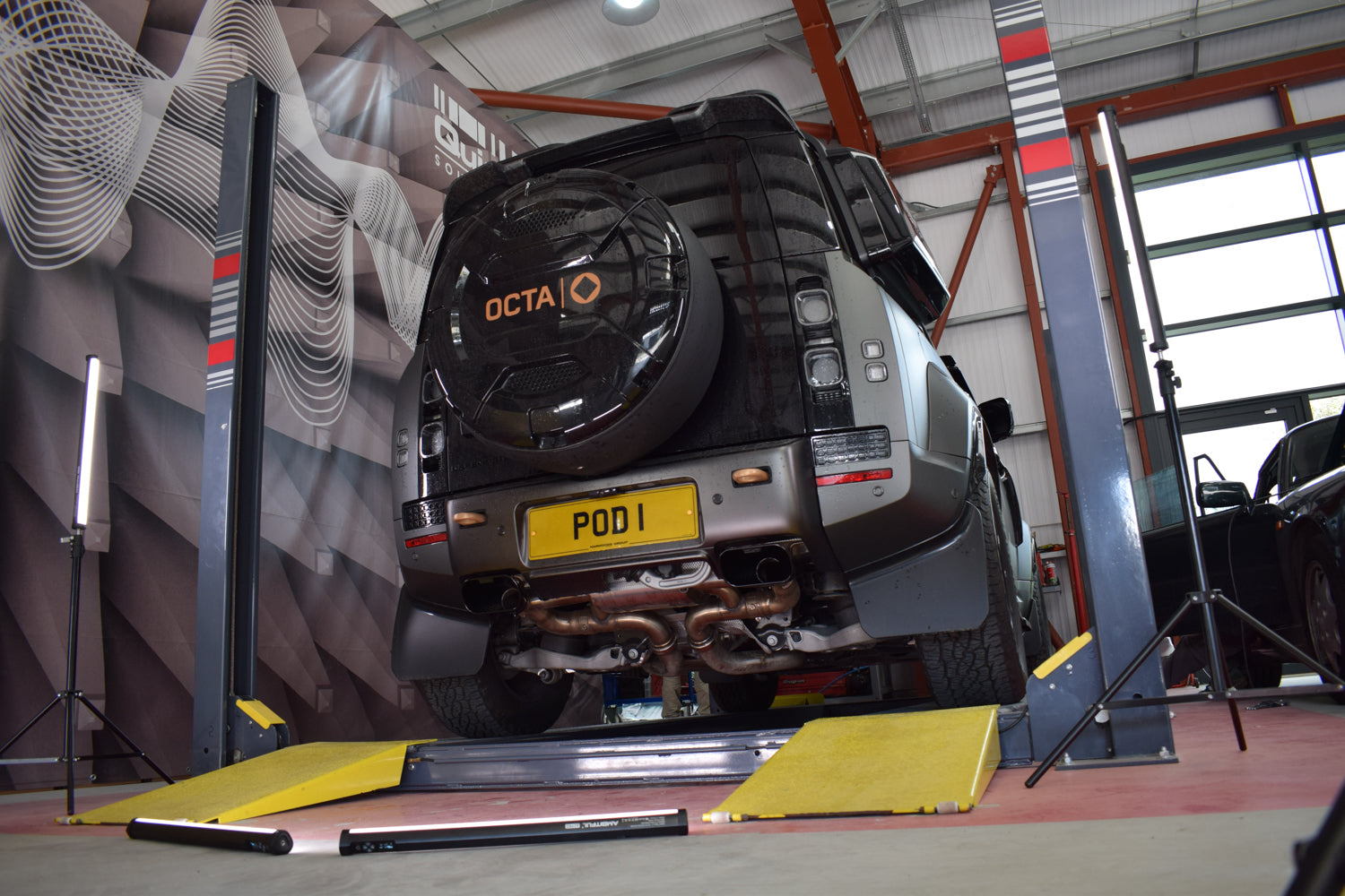 QuickSilver Defender OCTA tailpipe fitted view